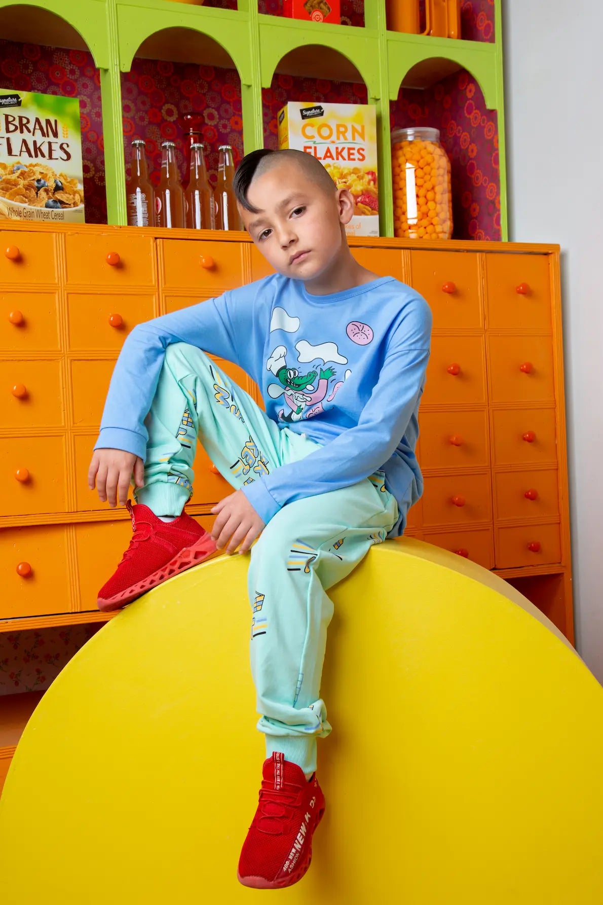 Children's long-sleeved T-shirt - Ali the Baker Blue