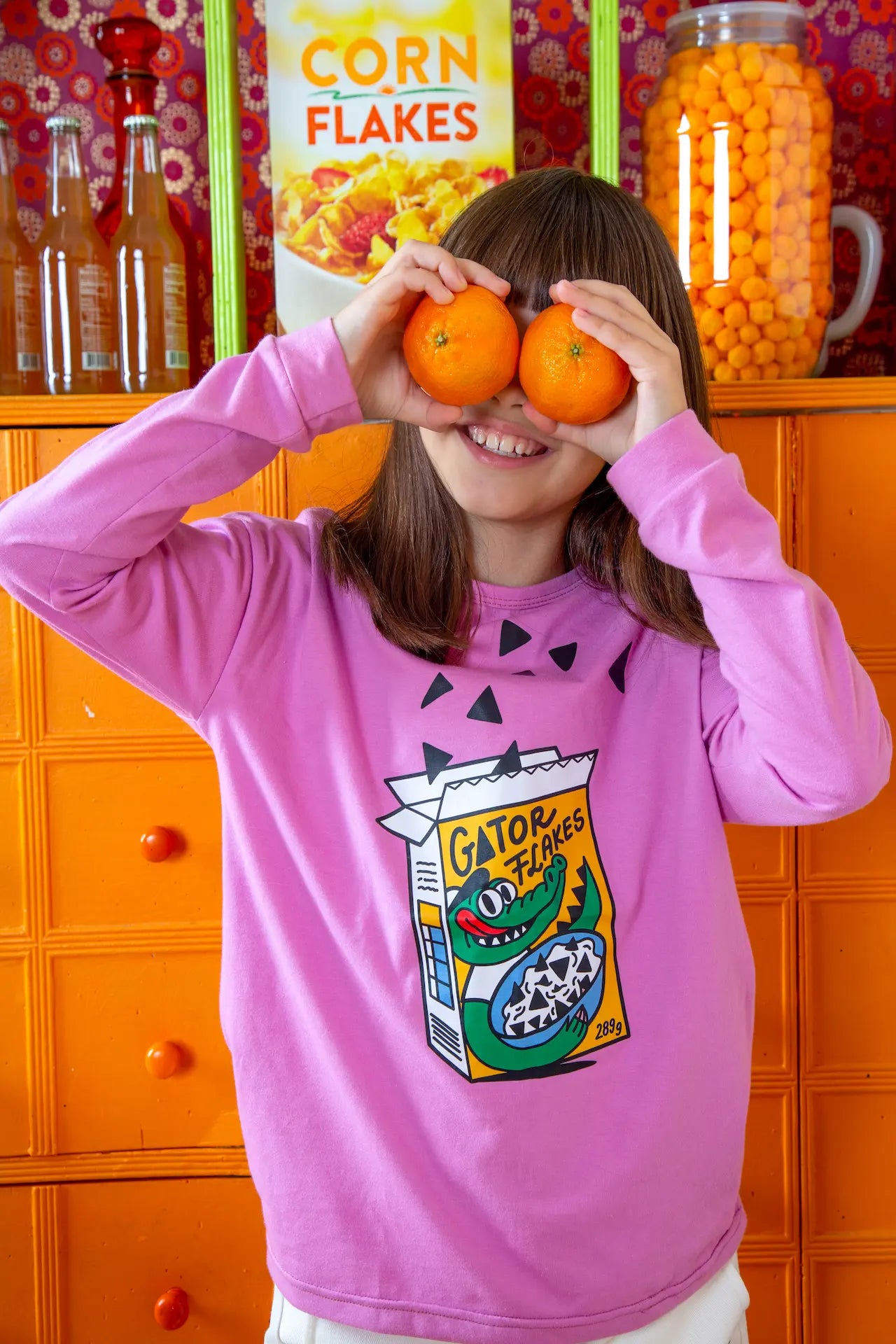 Children's Long Sleeve T-Shirt - Breakfast Cereal Pink