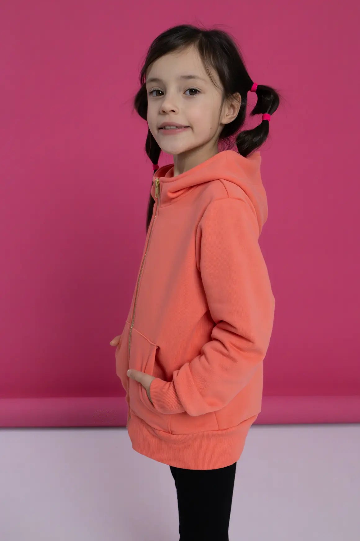 Bluza dziecęca zapinana z kapturem - Koral