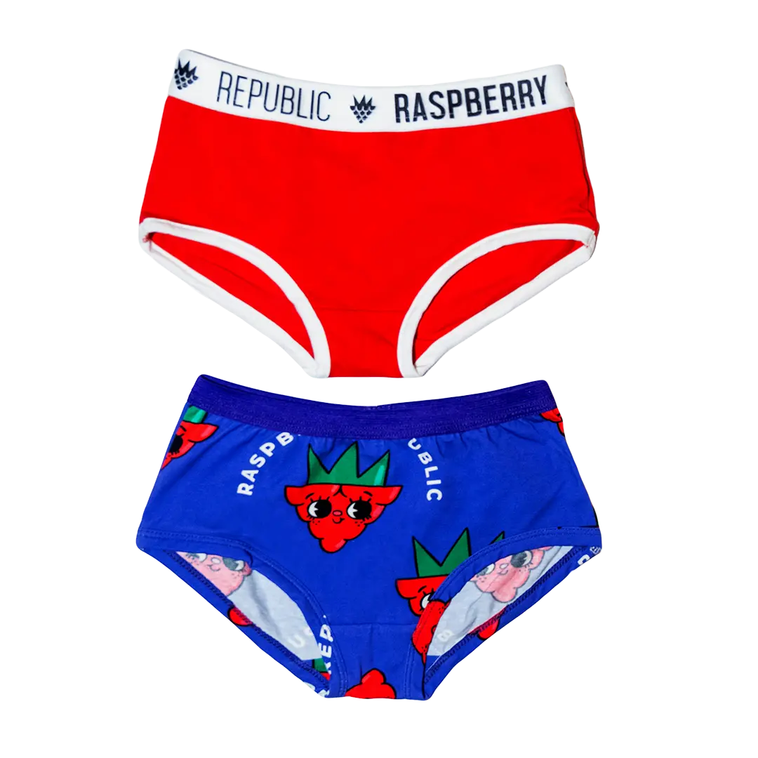Girls panties set of 2 pairs - Raspberry Love Purple, Basic Red