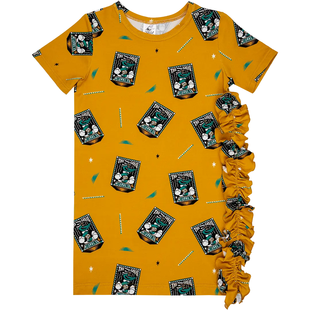 Sukienka dziewczęca t-shirt - Wielki Jellini Złoto