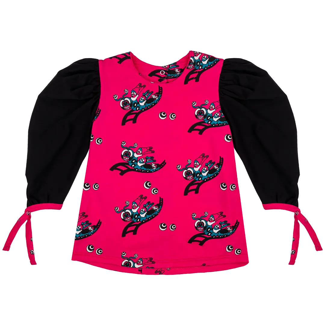 Bluzka dziewczęca z długim rękawem - Kolejka Fuchsia