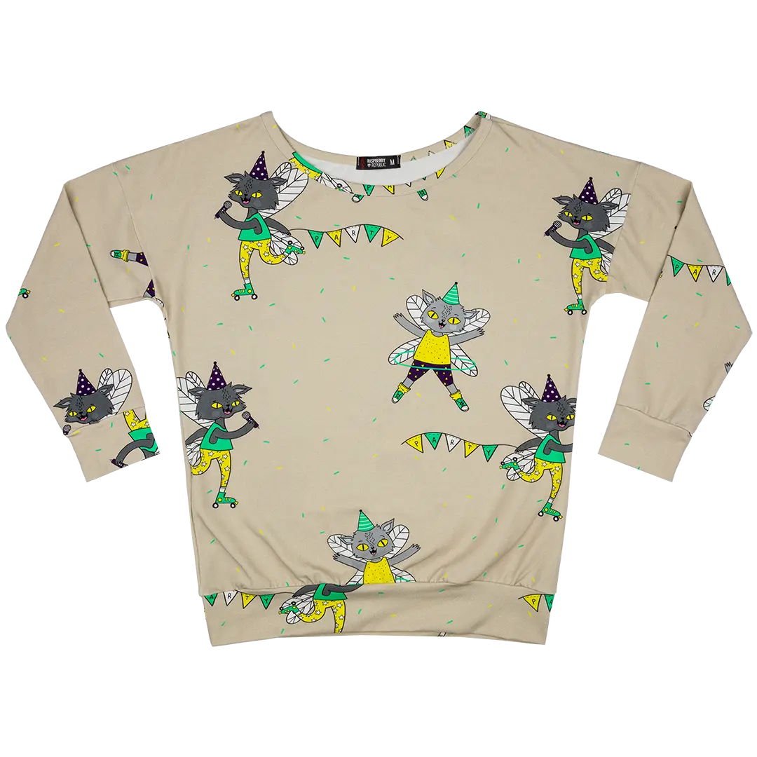 Colorful women's sweatshirt - Cat Fairy Beige