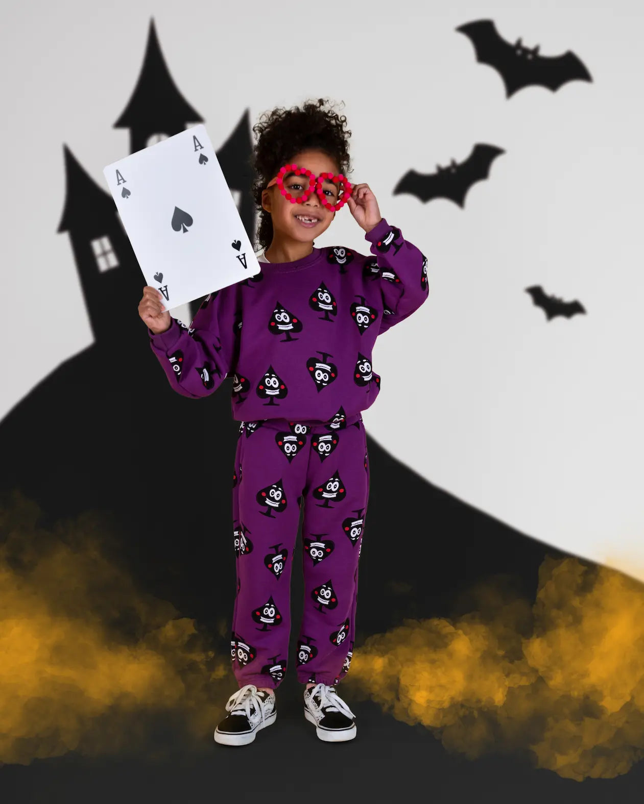 Oversized children's sweatshirt - Ace of Spades Purple