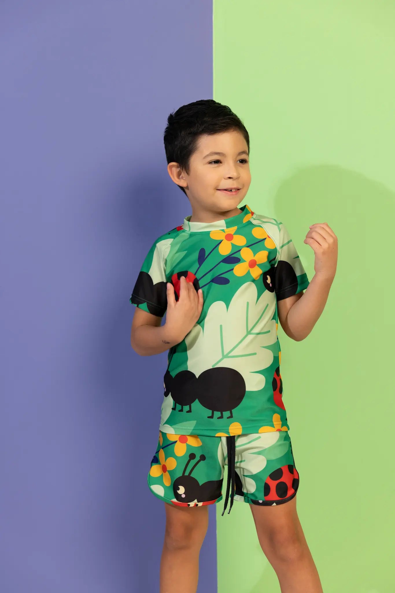 Children's UV swim top - Anthill Green UV50+