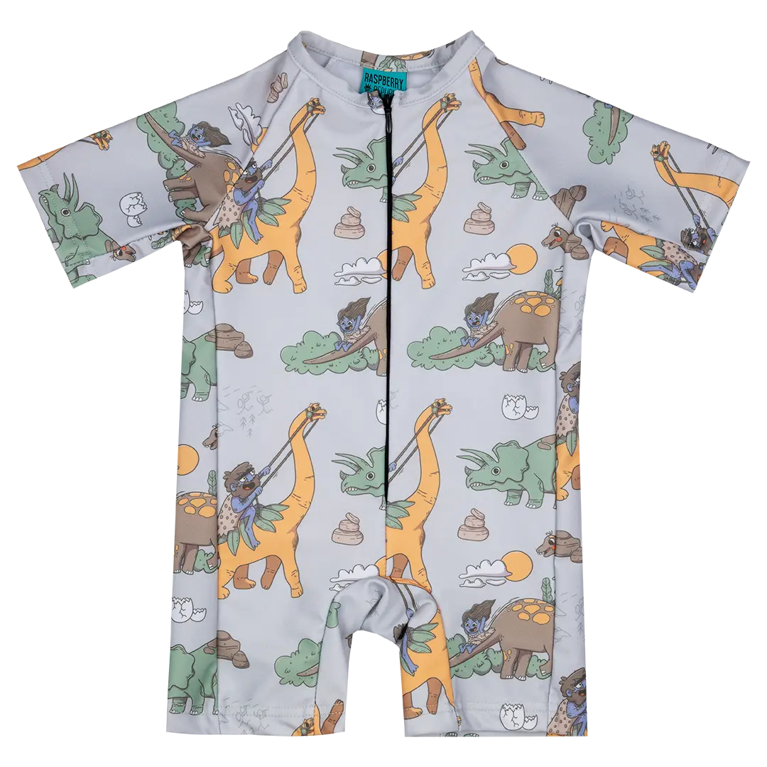 Children's Unisex UV50+ Coverall Swimsuit - Dino Riders