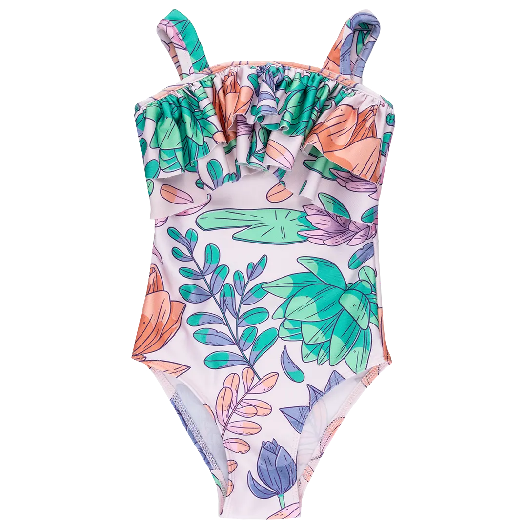Girls UV50+ Swimsuit - Lotus Flower