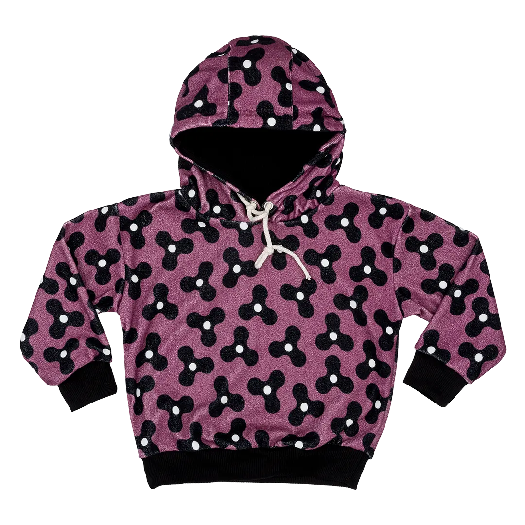 Children's velour hoodie - Windmills Purple