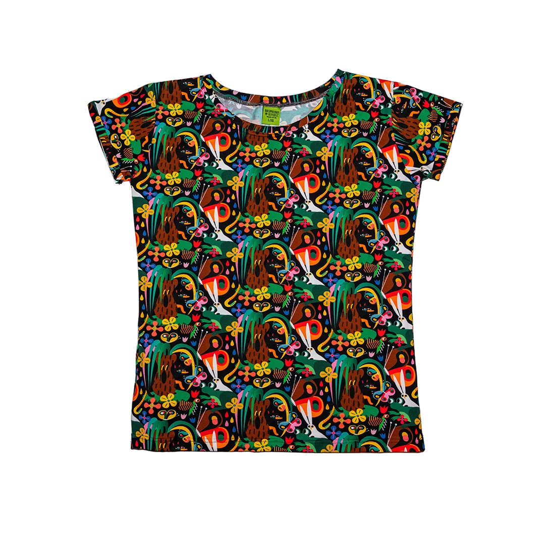 Kolorowa koszulka damska z krótkim rękawem - Tropiki