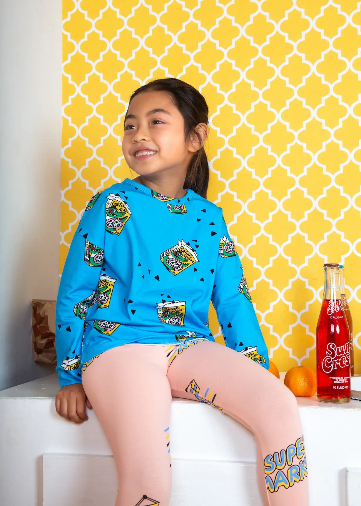 Children's Long Sleeve T-Shirt - Breakfast Cereal Blue
