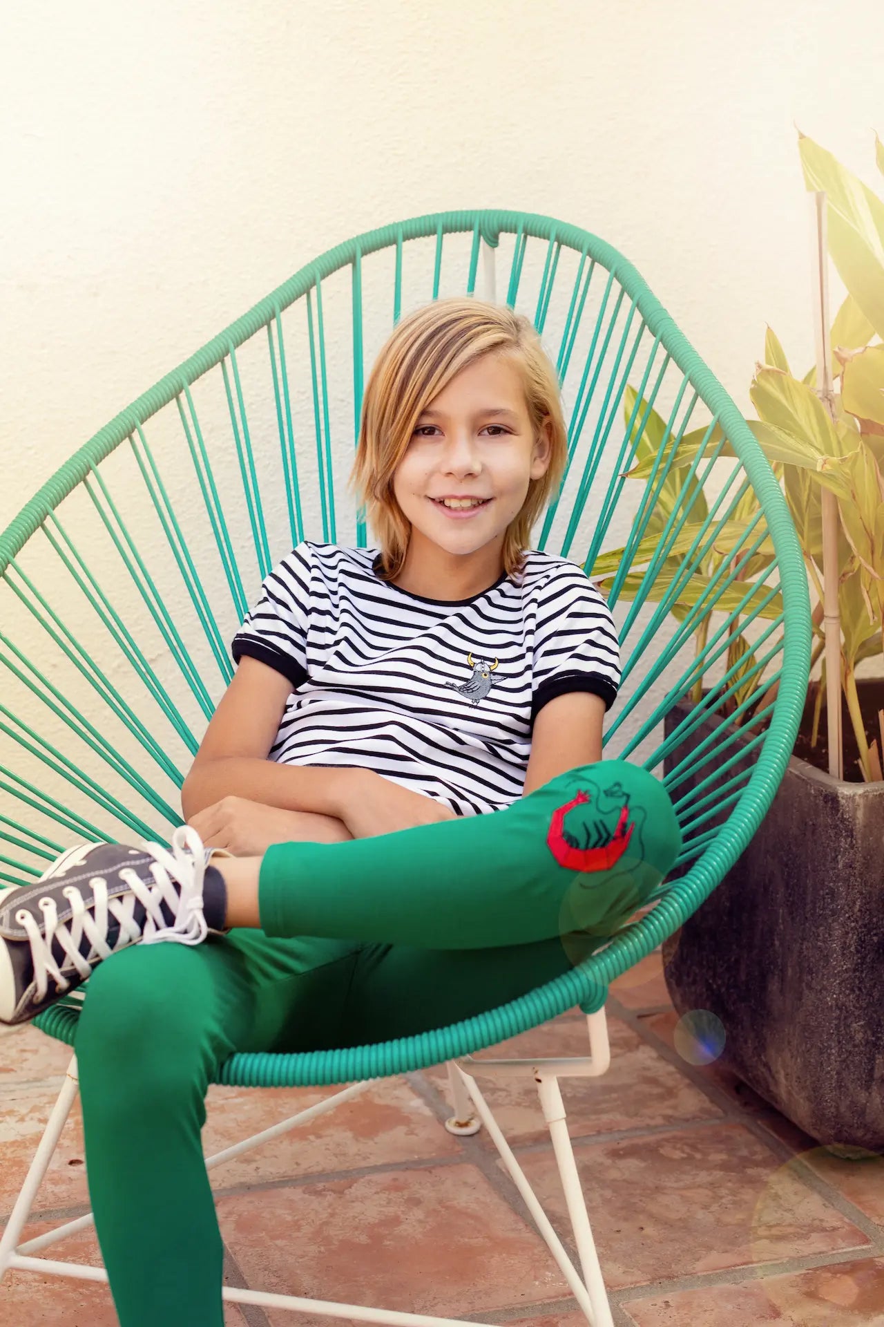 Children's leggings with embroidery - Shrimp Cocktail