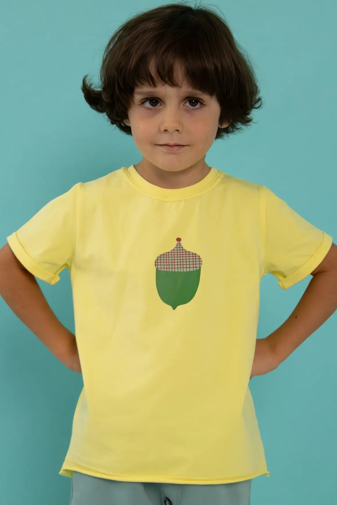 Koszulka dziecięca z krótkim rękawem - Żołędzie Żółty