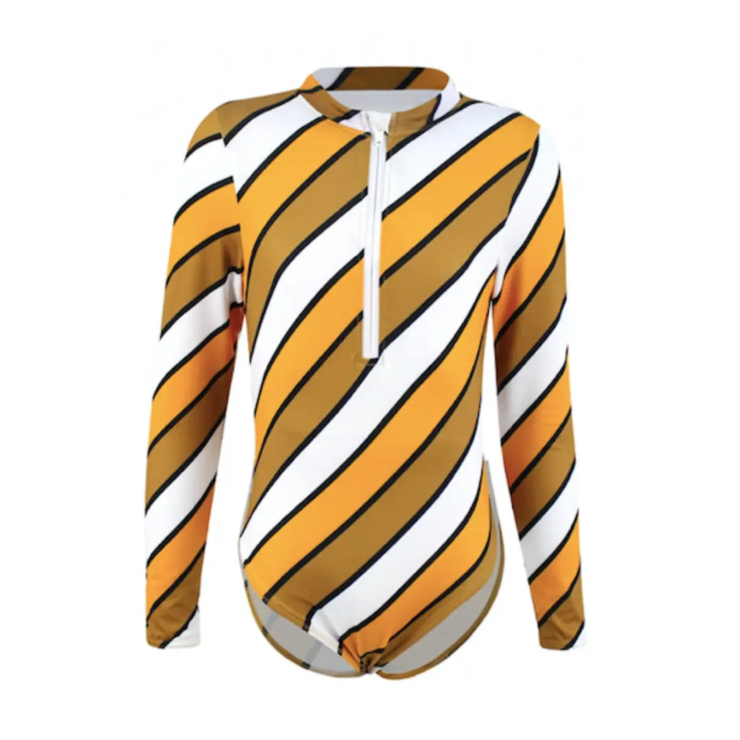 Dziewczęcy kostium kąpielowy long sleeve UV50+ - Pasiaste Paski