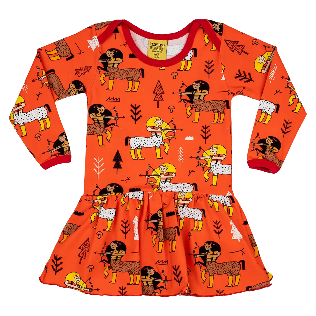 Baby bodysuit with long sleeves and skirt - Centaur Tomato