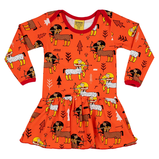 Baby bodysuit with long sleeves and skirt - Centaur Tomato