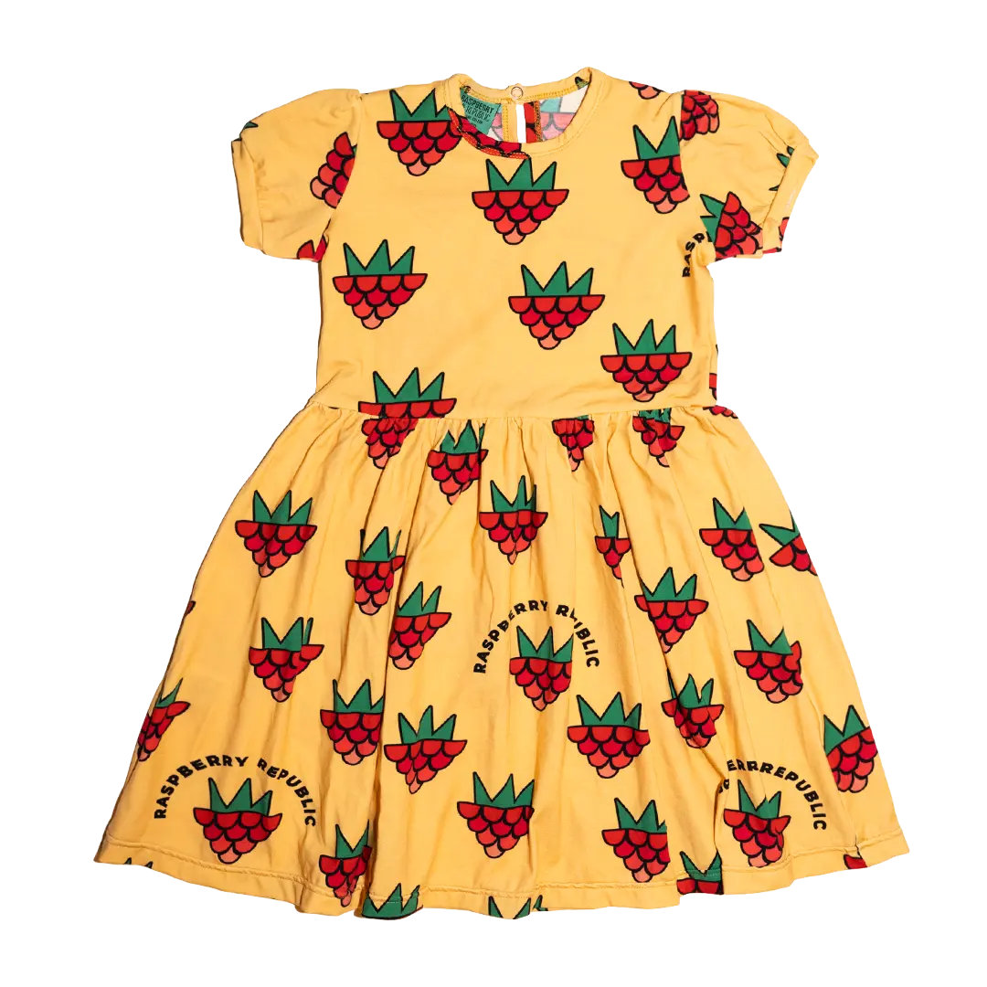 Girls Dress - Raspberry Love Yellow