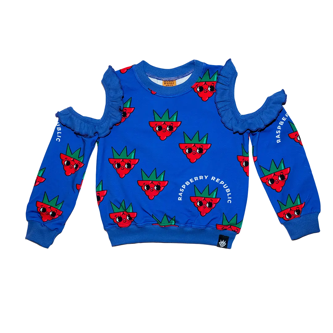 Girls shoulderless sweatshirt - Raspberry Love Purple