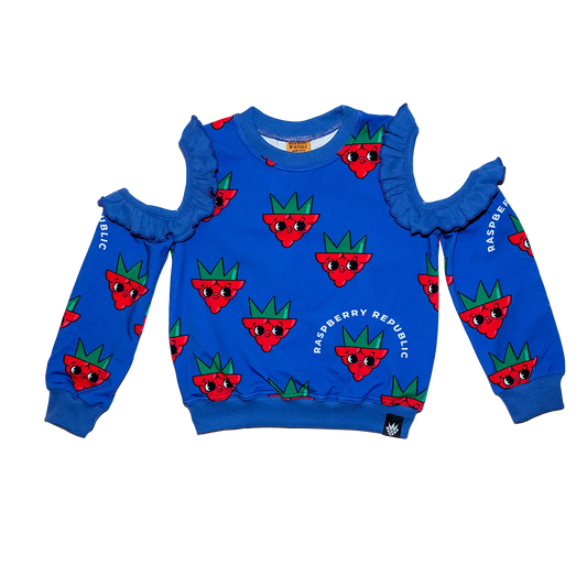 Girls shoulderless sweatshirt - Raspberry Love Purple