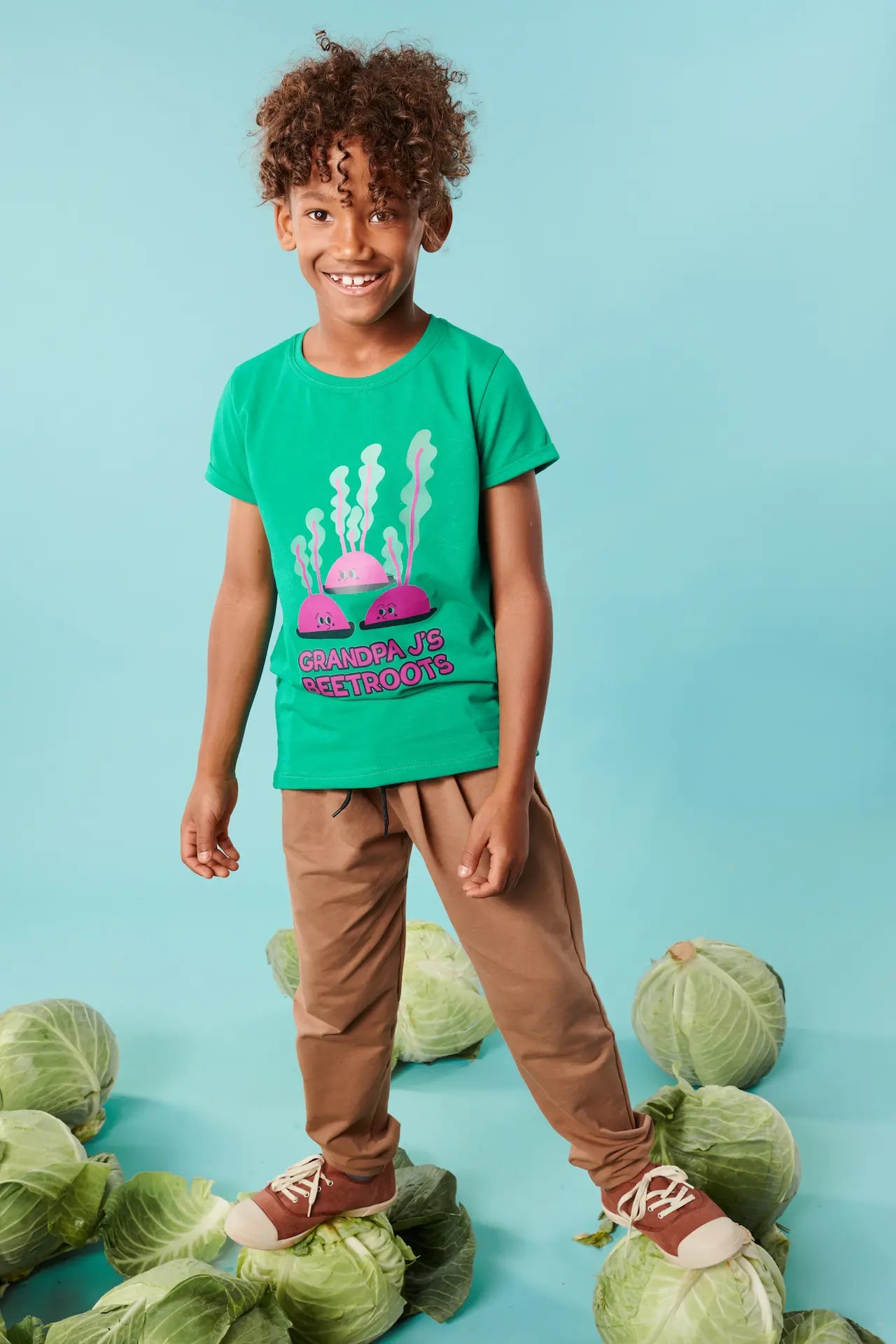 Children's short-sleeved T-shirt - Beetroot Green