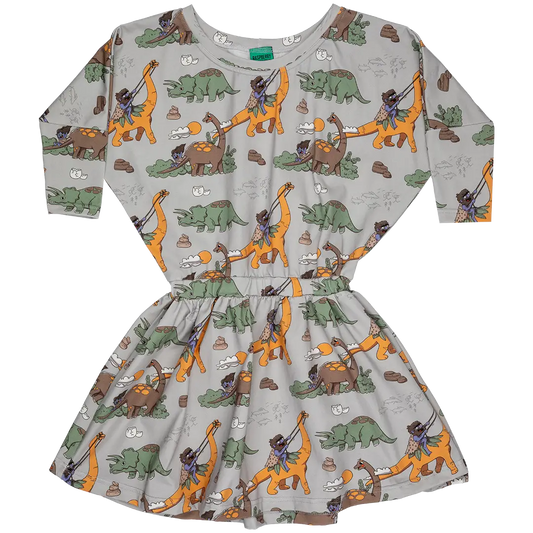Sukienka dziewczęca - Łowcy Dinozaurów Szary