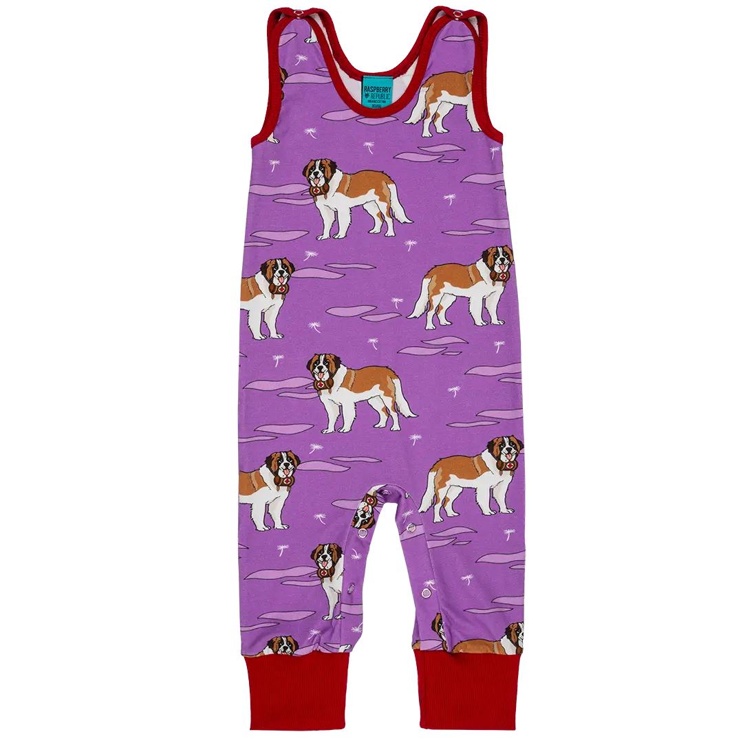 Children's Dungarees - Purple Saint Bernard