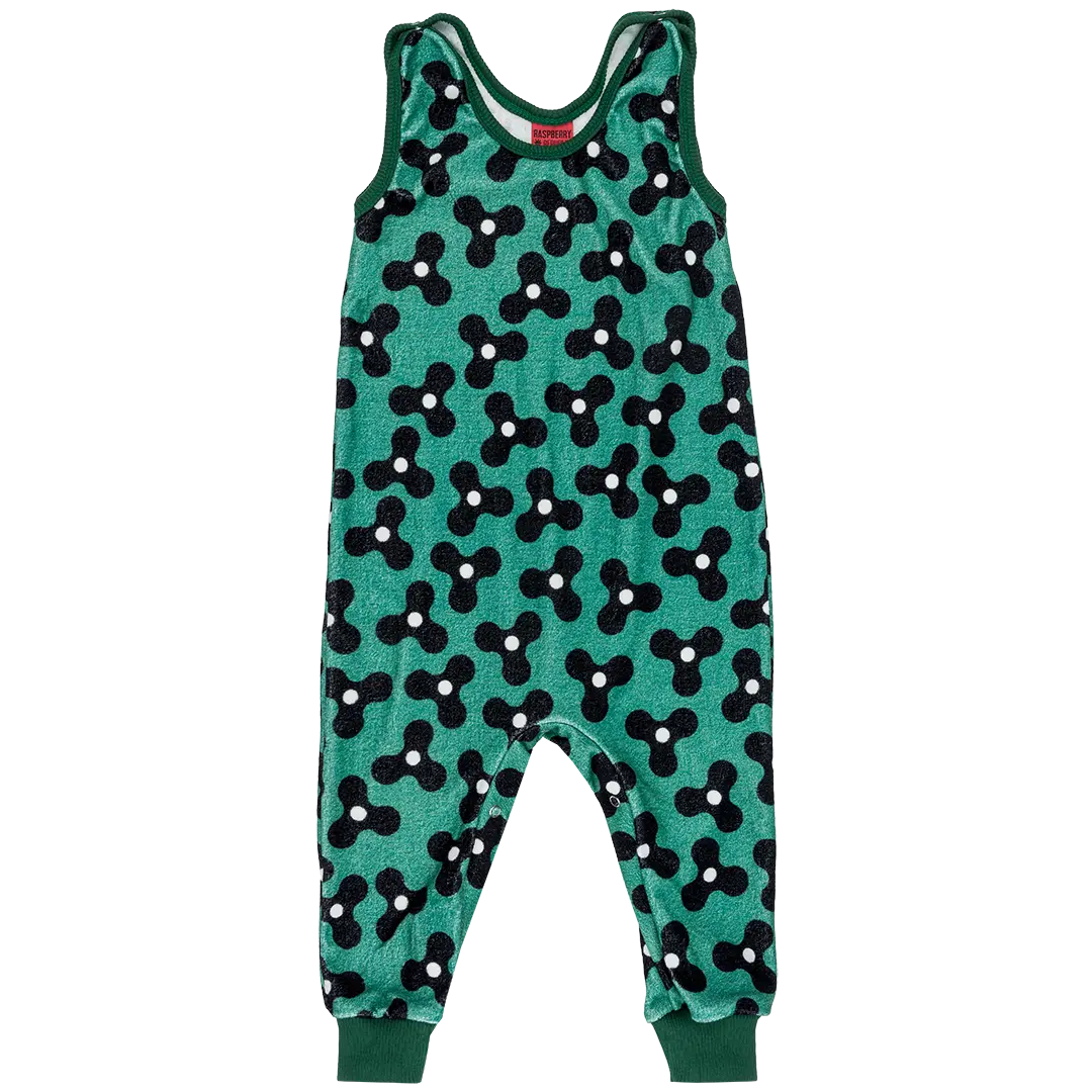 Ogrodniczki dziecięce z weluru - Wiatraczki Zielone