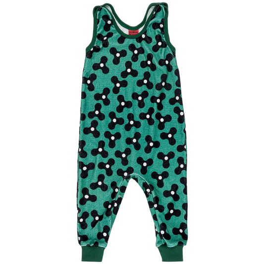 Ogrodniczki dziecięce z weluru - Wiatraczki Zielone