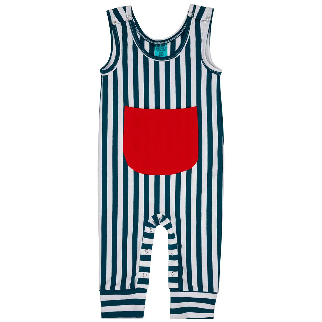 Ogrodniczki dziecięce - Szmaragdowe Paski