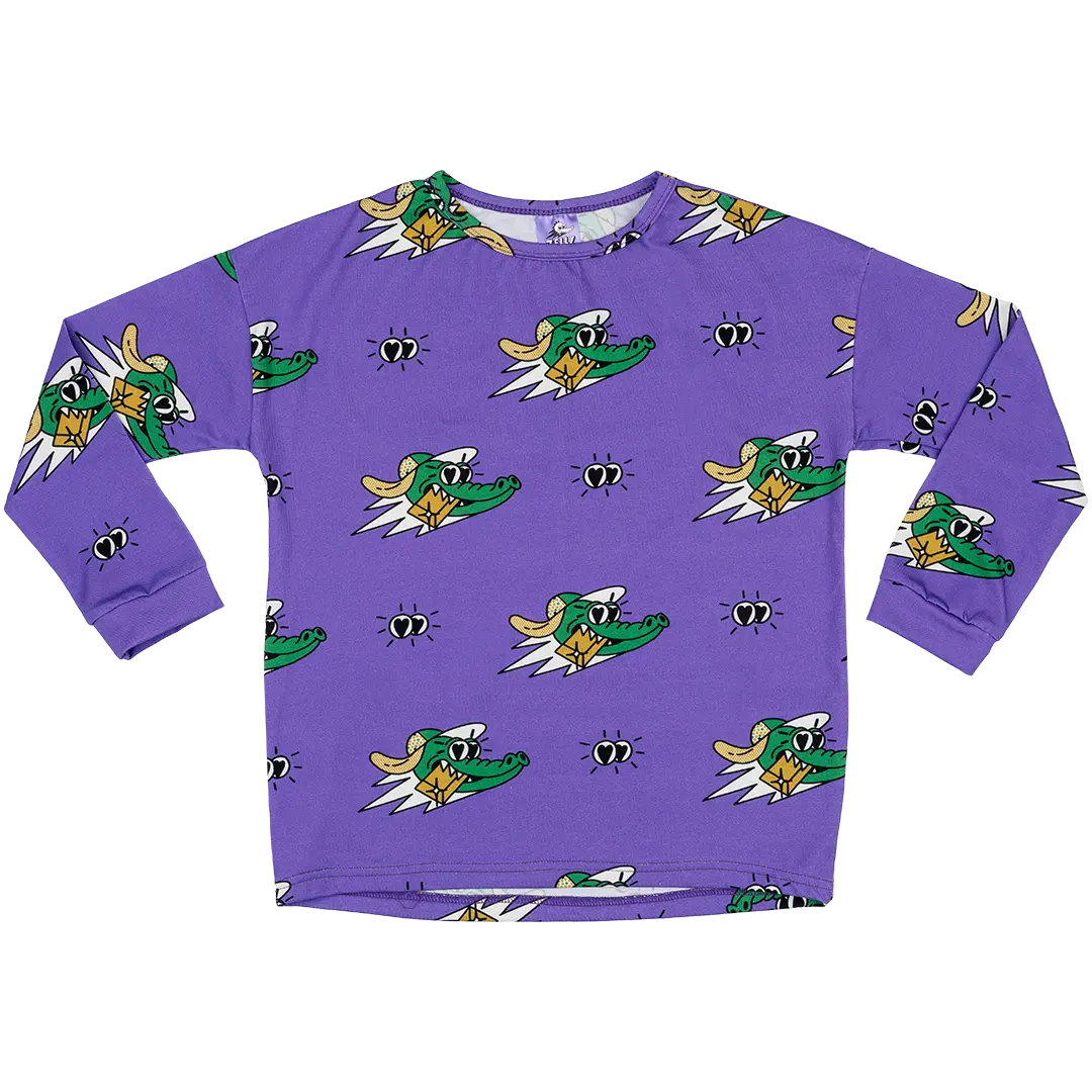 Children's long-sleeved T-shirt - Purple Alligator