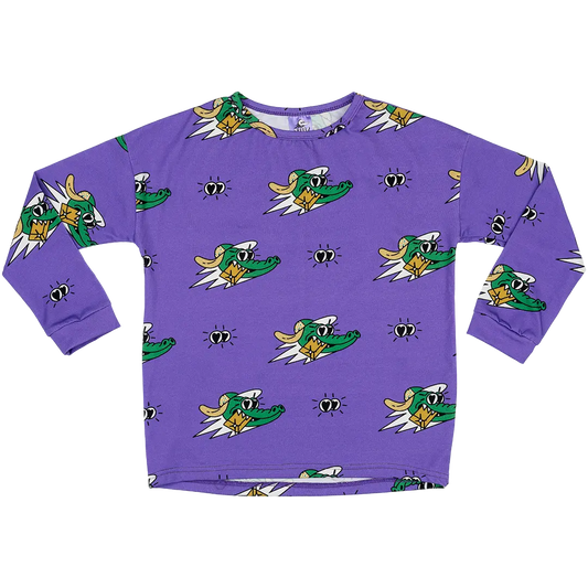 Children's long-sleeved T-shirt - Purple Alligator