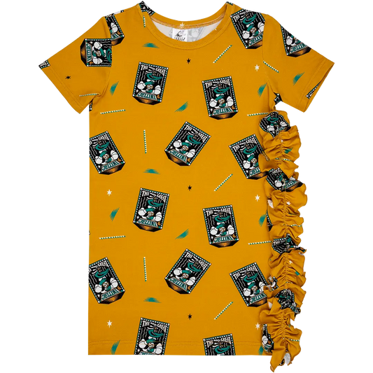 Sukienka dziewczęca t-shirt - Wielki Jellini Złoto
