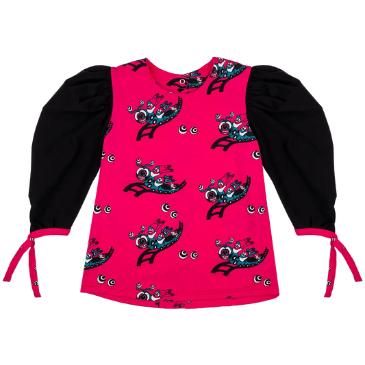 Bluzka dziewczęca z długim rękawem - Kolejka Fuchsia