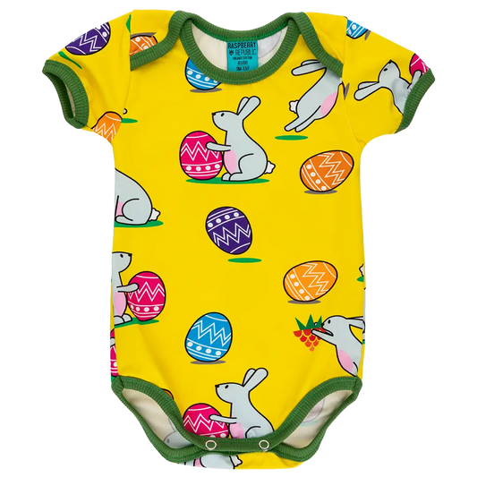 Short-sleeved baby bodysuit - Easter eggs