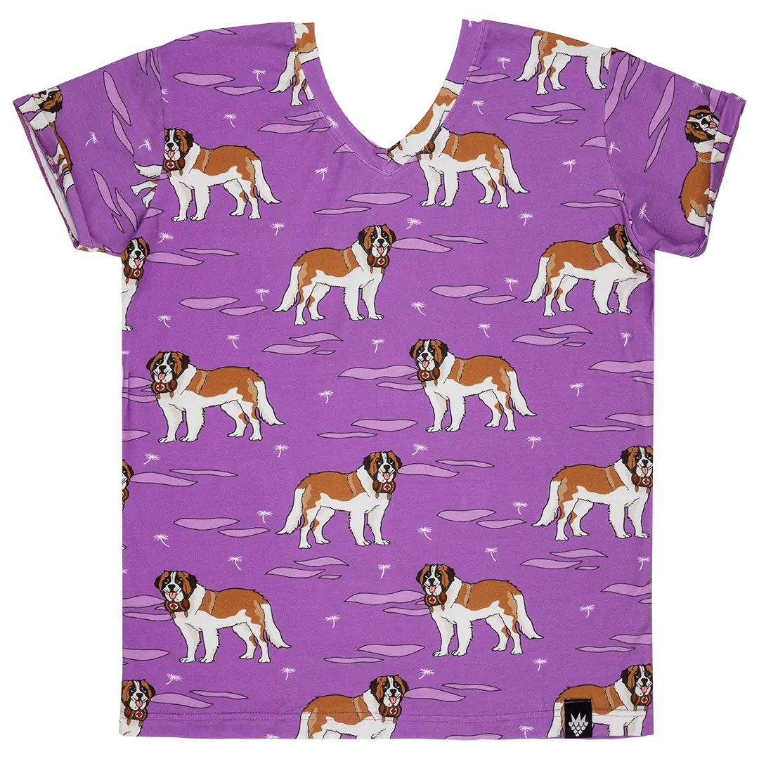Colorful women's short-sleeved T-shirt - Saint Bernard Purple