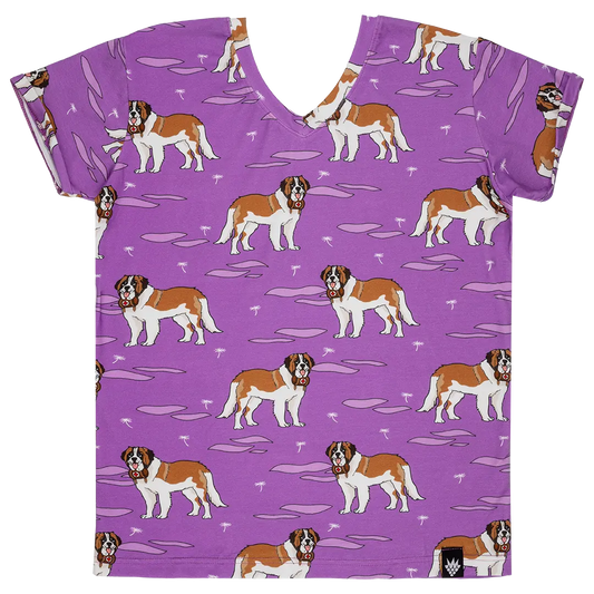 Colorful women's short-sleeved T-shirt - Saint Bernard Purple