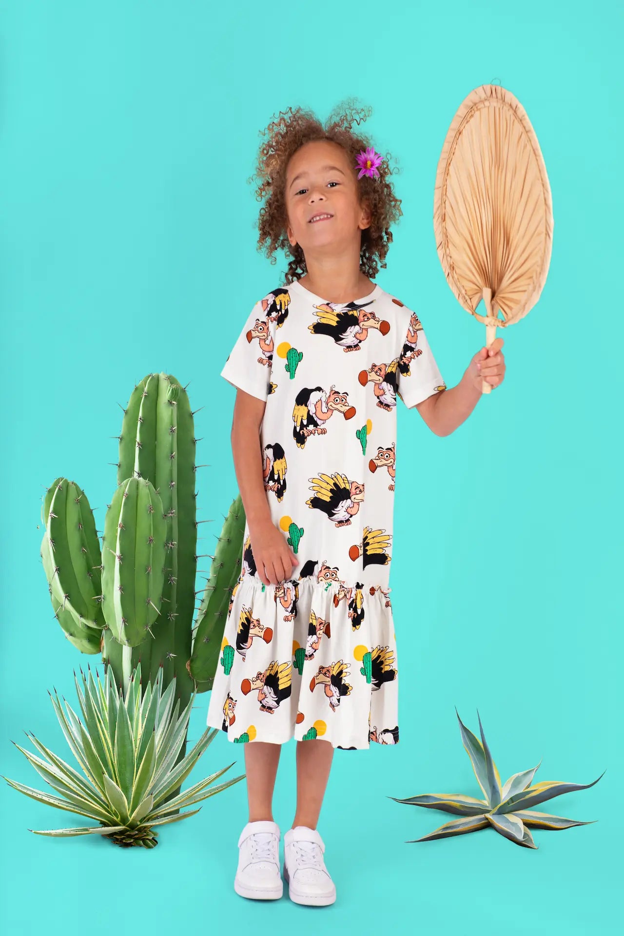 Girls Dress - Desert Vulture White