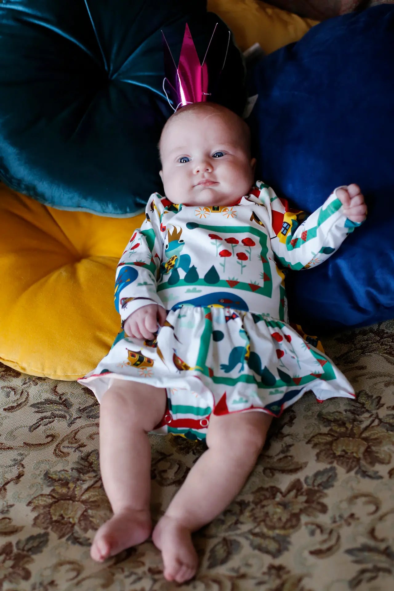 Baby bodysuit with long sleeves and skirt - Royal Ribbit