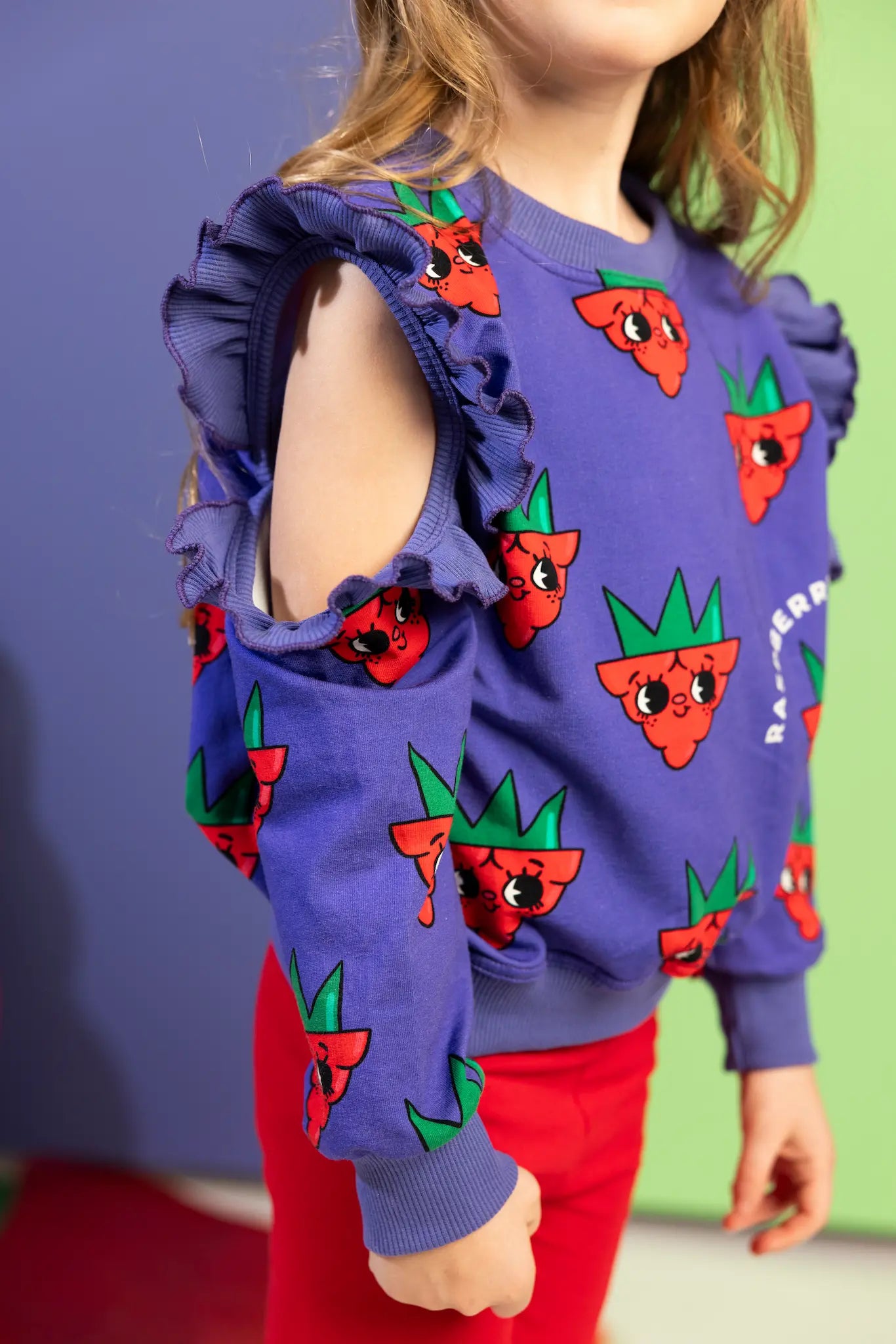 Girls shoulderless sweatshirt - Raspberry Love Purple