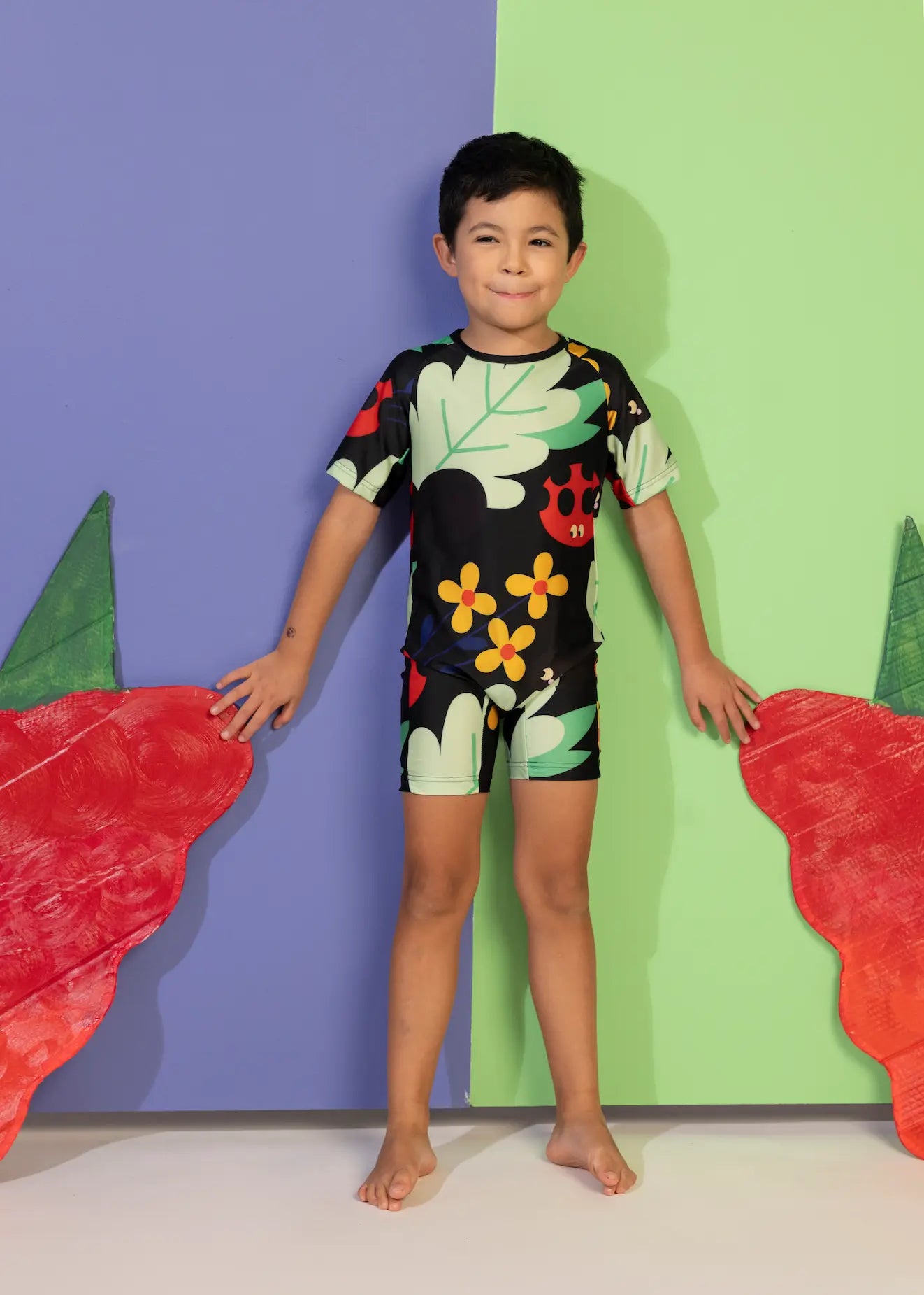 Children's UV swim top - Anthill Black UV50+