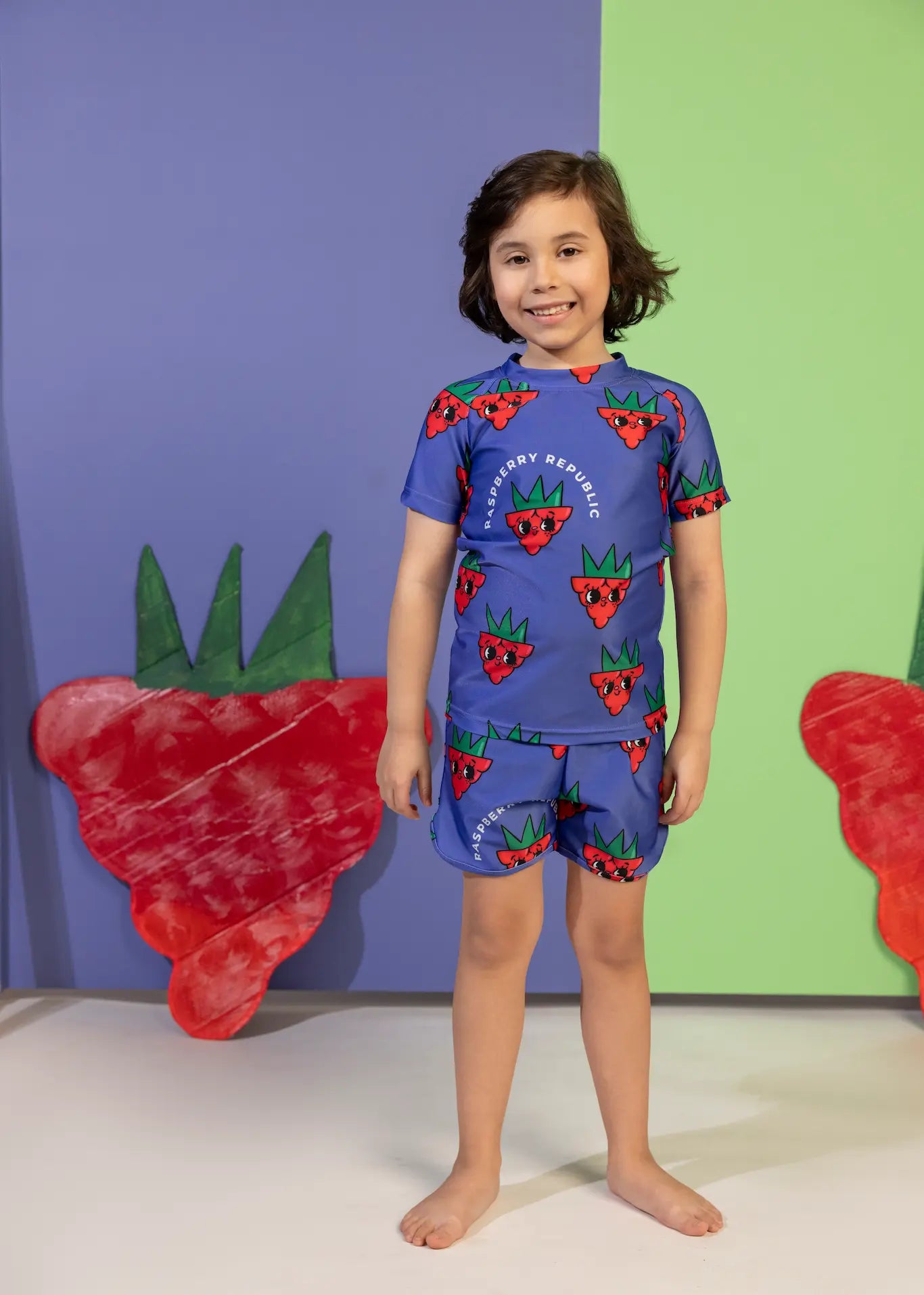Children's UV swim top - Raspberry Love Purple UV50+