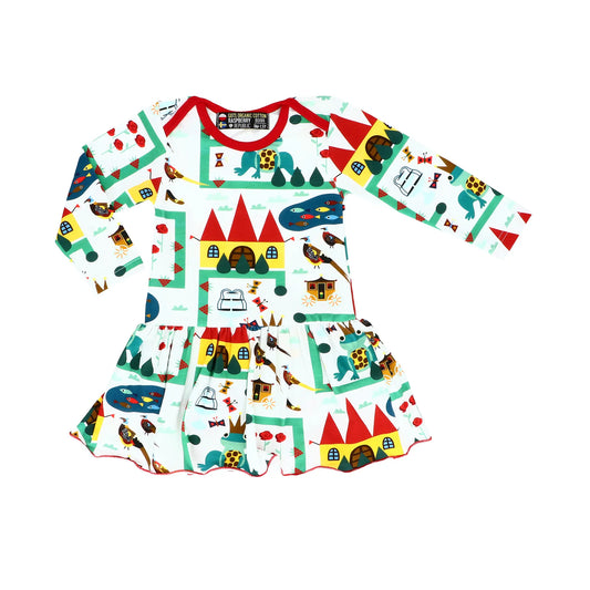 Baby bodysuit with long sleeves and skirt - Royal Ribbit