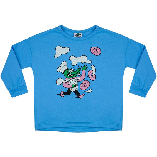 Children's long-sleeved T-shirt - Ali the Baker Blue