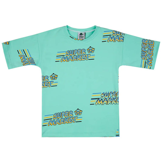 Children's oversized short-sleeved T-shirt - Supermarket Mint