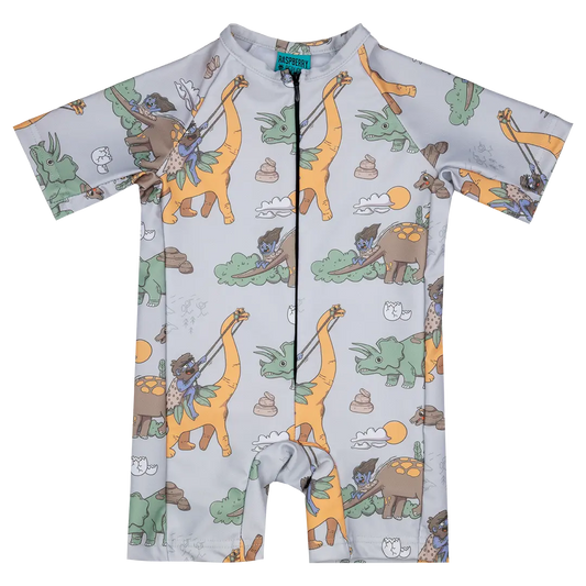 Children's Unisex UV50+  Coverall Swimsuit - Dino Riders