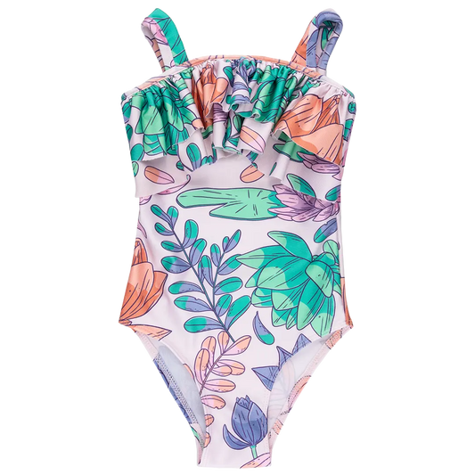 Girls UV50+ Swimsuit - Lotus Flower