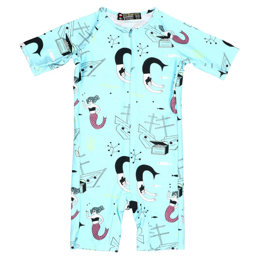 Children's Unisex UV50+  Coverall Swimsuit - Miss Varsovie on Holiday