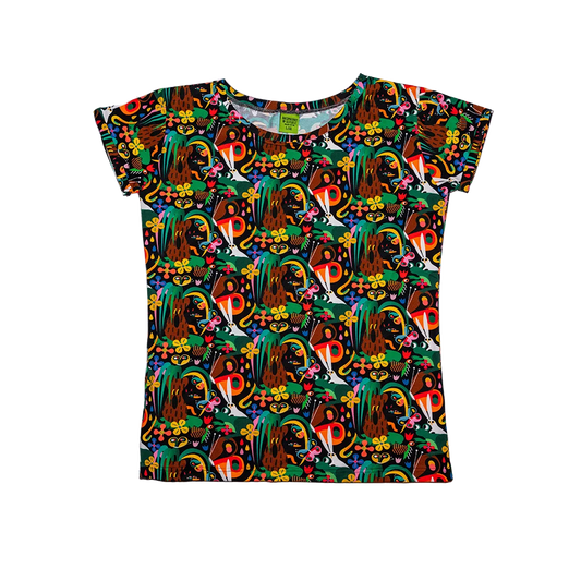 Kolorowa koszulka damska z krótkim rękawem - Tropiki