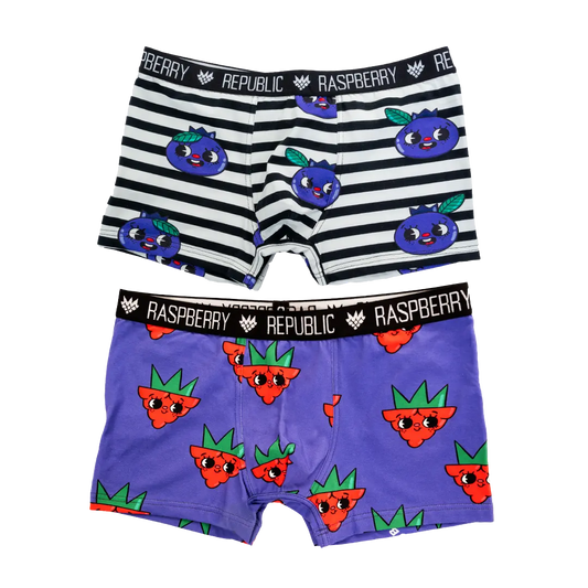 Boys Boxer Shorts Set of 2 - Blueberry Blast, Raspberry Love Purple